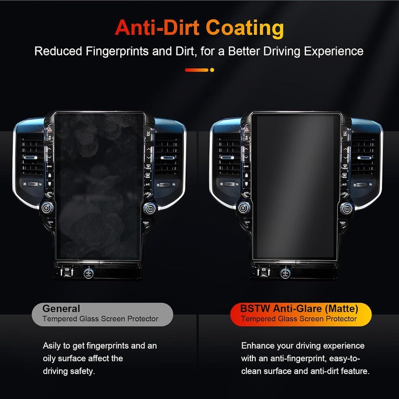 BSTW 2025 Ram 1500 Tungsten Screen Protector for 2025 2026 Dodge Ram 1500 Tungsten Uconnect 5 Nav 14.4-In Display for Ram Truck Accessories 9H Anti Glare Tempered Glass Film (2025 Ram 14.4-In Matte) - Image 5